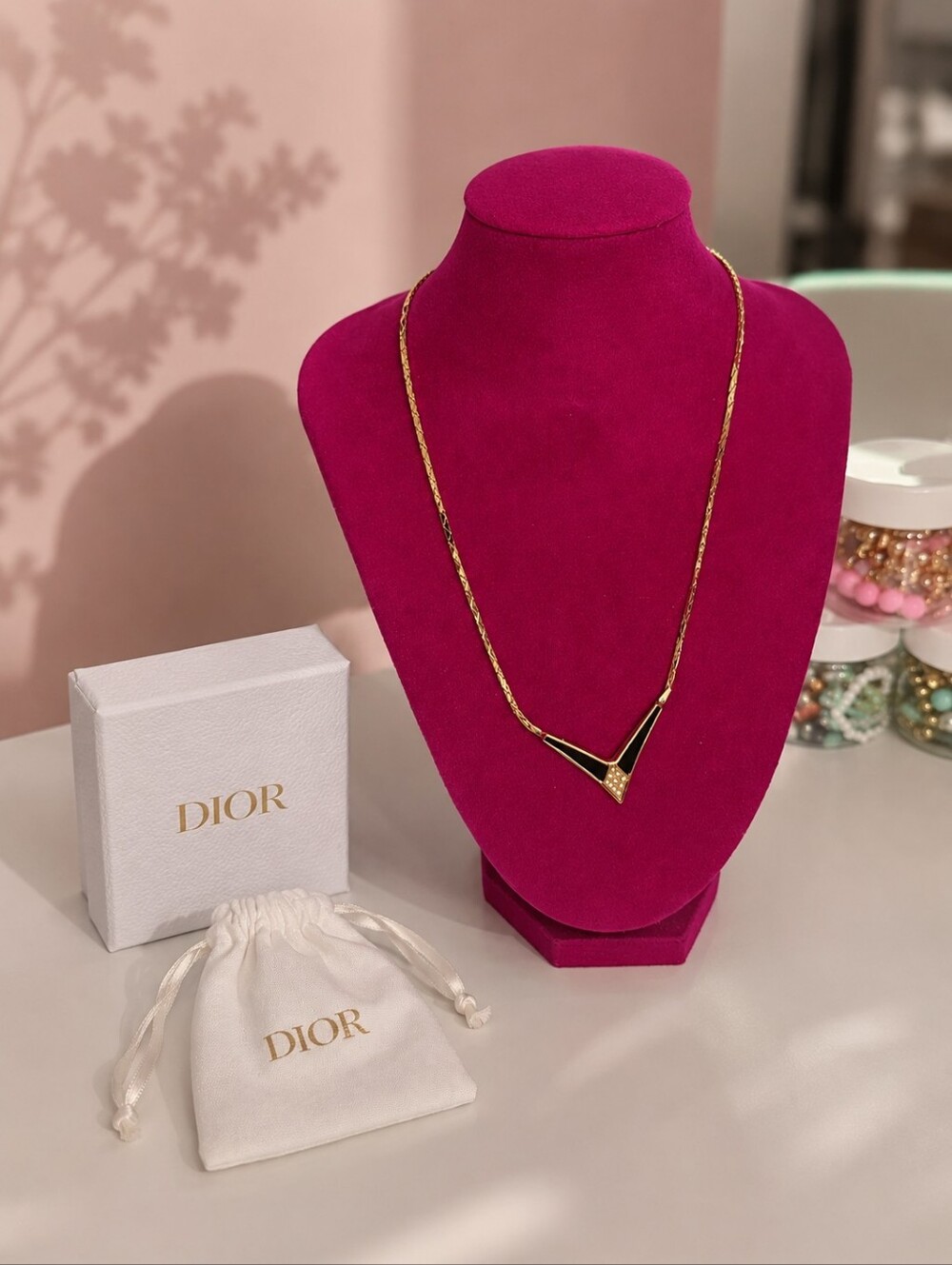 Christian Dior Gold and Black Necklace